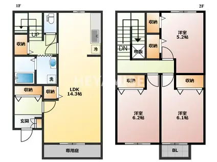 リースランド植松 C棟(3LDK/1階)の間取り写真
