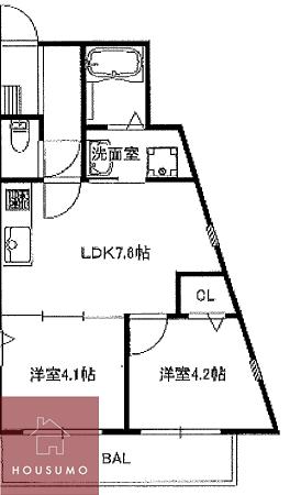 レーヴエスパス(2DK/2階)の間取り写真