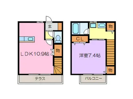 ローズガーデン(1LDK/1階)の間取り写真