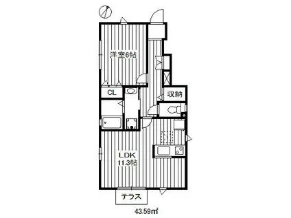 デザインコート早宮D棟(1LDK/1階)の間取り写真