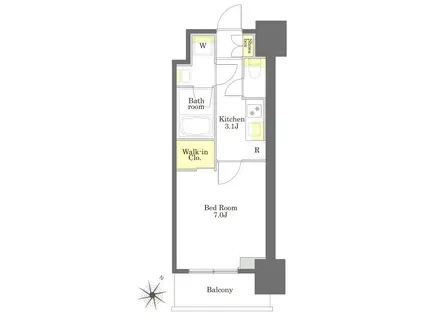 プライムメゾン白金高輪(1K/5階)の間取り写真