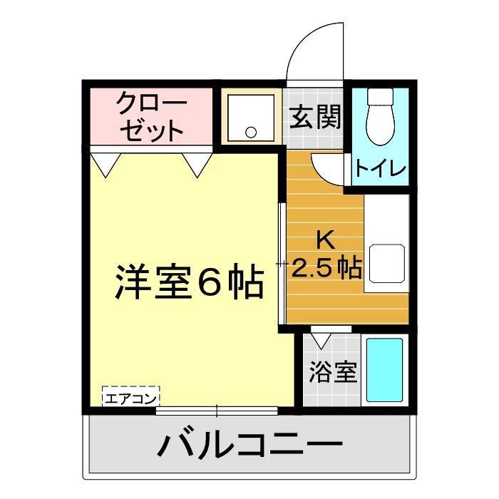 一の宮ハイツ(1K/2階)の間取り写真