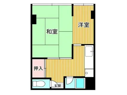 銭辰ビル(1DK/2階)の間取り写真