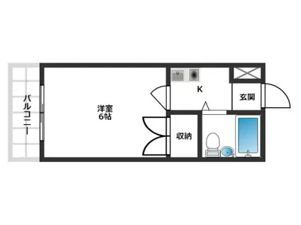 川西エンビィハイツ(1K/6階)の間取り写真