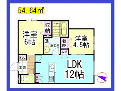 Y´SFRESIDENCEII(2LDK/1階)の間取り写真