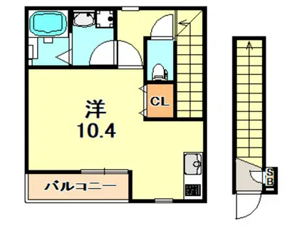 ジーメゾン塩屋(ワンルーム/2階)の間取り写真