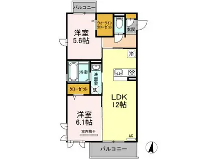 ウェイト リヴィール(2LDK/2階)の間取り写真