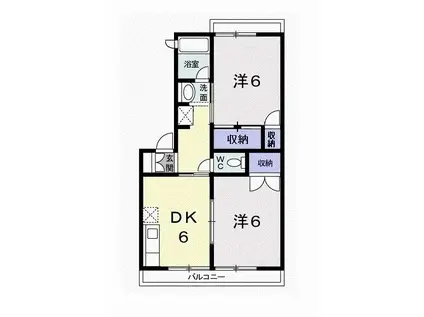 ダイヤモンドスクエア(2DK/2階)の間取り写真