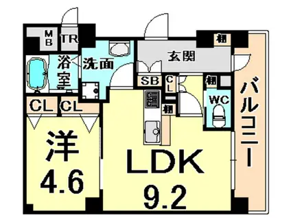 モダリエ(1LDK/2階)の間取り写真