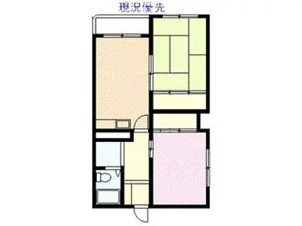 北都ハイツ(2DK/2階)の間取り写真