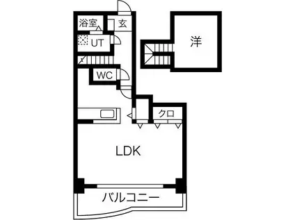 クレモナ山手(1LDK/2階)の間取り写真