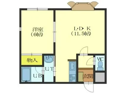 シャルル大手町(1LDK/4階)の間取り写真