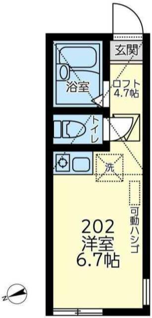 ユナイト東寺尾システィーナの杜(ワンルーム/2階)の間取り写真