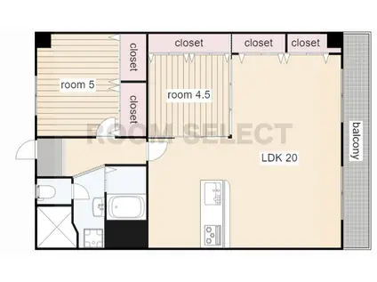 高針北 B棟(2LDK/1階)の間取り写真