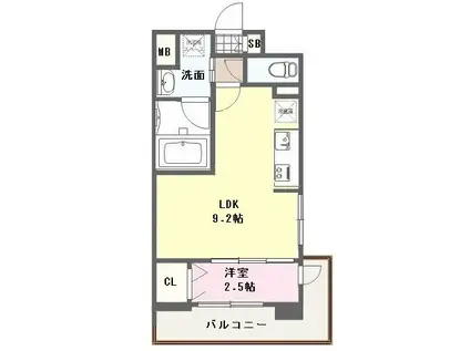 ヴィラージュ博多駅南(1LDK/4階)の間取り写真