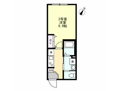 アリア・グランデ上大岡(1K/2階)の間取り写真