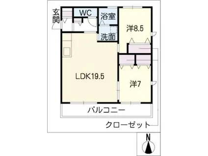 LE SOLEIL(2LDK/2階)の間取り写真