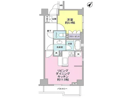 サンピエス根津(1LDK/4階)の間取り写真