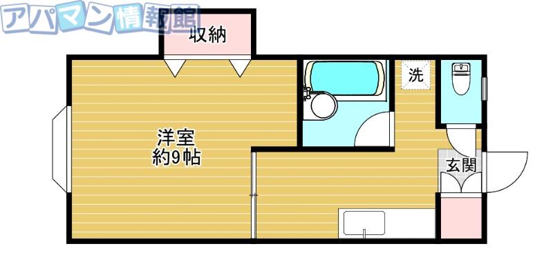キャニオンヴィラII(1K/2階)の間取り写真