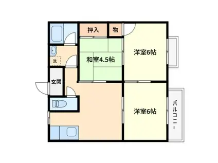 ハイツ山本D棟(3DK/2階)の間取り写真