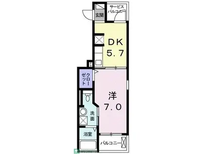 カシータ テラス 湘南(1DK/2階)の間取り写真