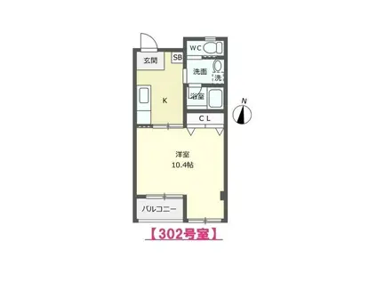 ラベンダーIV(1K/3階)の間取り写真