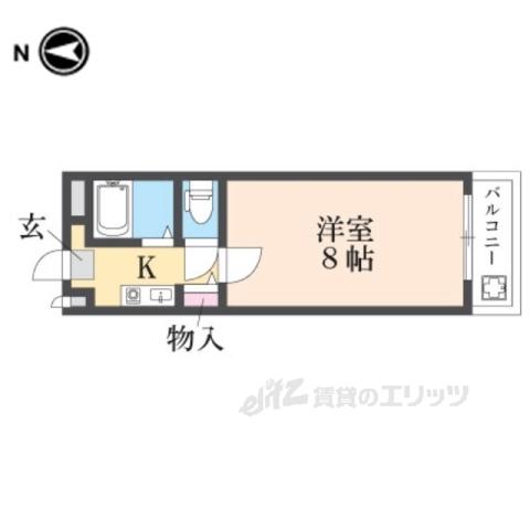 ヒルサイドヴィレッジ2番館(1K/2階)の間取り写真