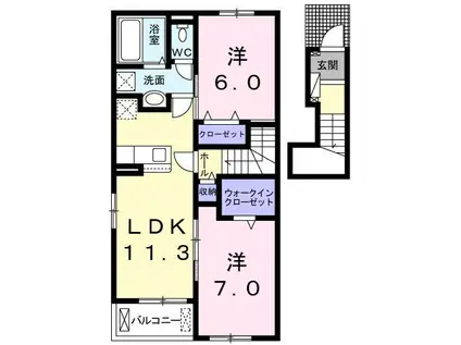 ソーレ 7A(2LDK/2階)の間取り写真