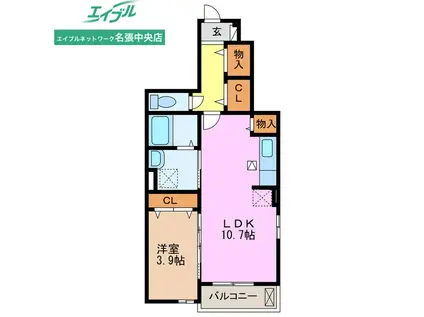 グラン ヒル 山荘(1LDK/1階)の間取り写真