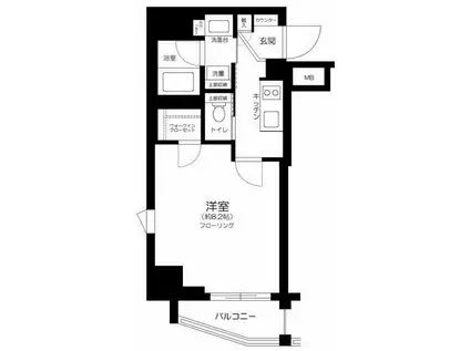 ZOOM白金高輪(1K/5階)の間取り写真