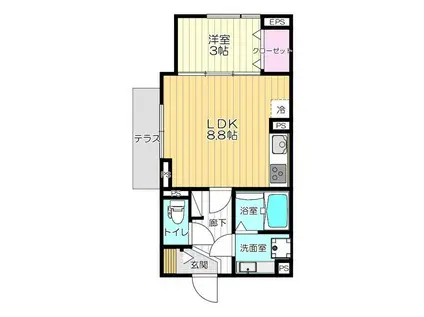 KIYOSE CHAPEL AVENUE(1LDK/1階)の間取り写真