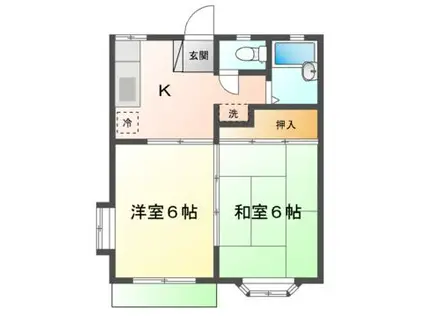 ルシェール横山(2K/1階)の間取り写真