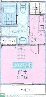 アプローズ湘南II(1K/2階)の間取り写真