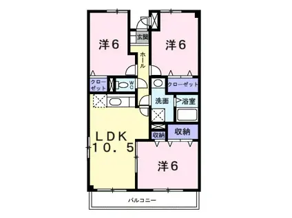 ラフィーネ南伊丹(3LDK/2階)の間取り写真