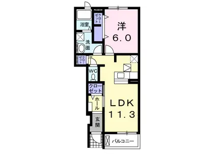 ボヌ-ル・シュプレーム D(1LDK/1階)の間取り写真