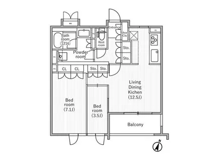 ニド桜丘(2LDK/2階)の間取り写真