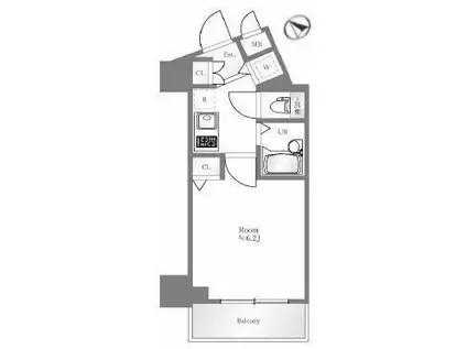 エクセリア旗の台(1K/11階)の間取り写真