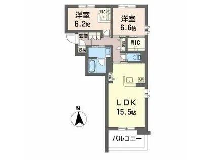 コンフォーザ虎丸(2LDK/2階)の間取り写真