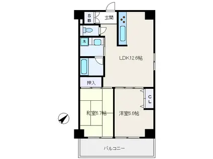 クレールなべよこ(2LDK/2階)の間取り写真