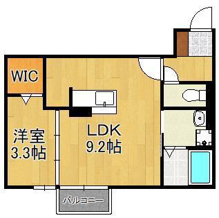 DROOM桜 本城(1LDK/2階)の間取り写真