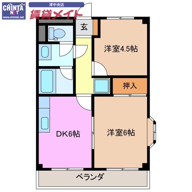 リンピア桜橋(2DK/2階)の間取り写真