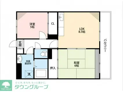グリーンアベニュータカ(2LDK/4階)の間取り写真