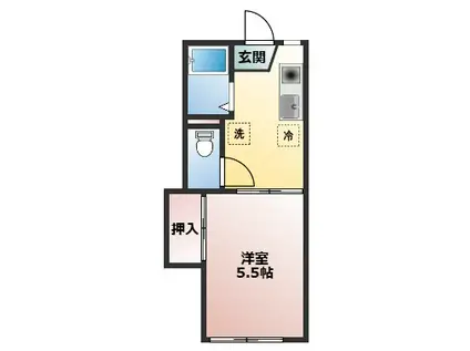 フォーブルえきまえきた(1K/2階)の間取り写真