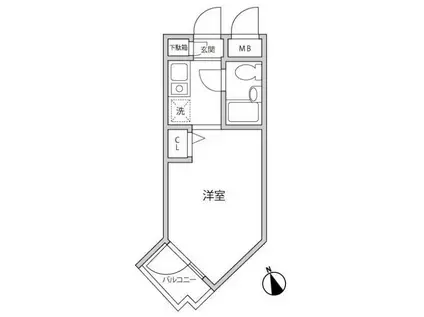 DOM二子新地(ワンルーム/4階)の間取り写真