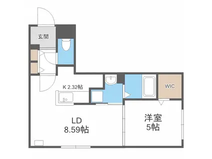 フォレスト栄通(1LDK/1階)の間取り写真