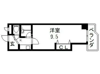 ユニハイム長堂(1K/2階)の間取り写真
