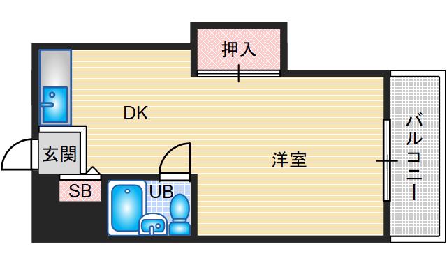 茨木フラワーハイツ(1K/1階)の間取り写真