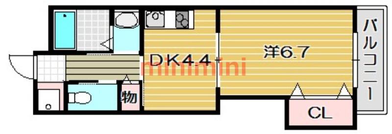 マンションクォーレ(1DK/4階)の間取り写真