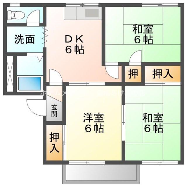 ハイツL&P A棟(3DK/2階)の間取り写真