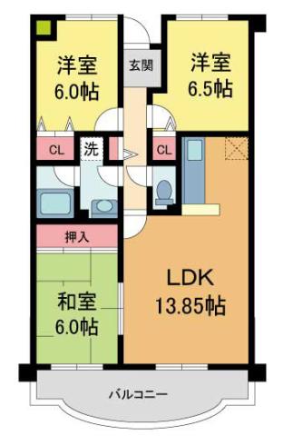 プリマヴェーラ(3LDK/3階)の間取り写真